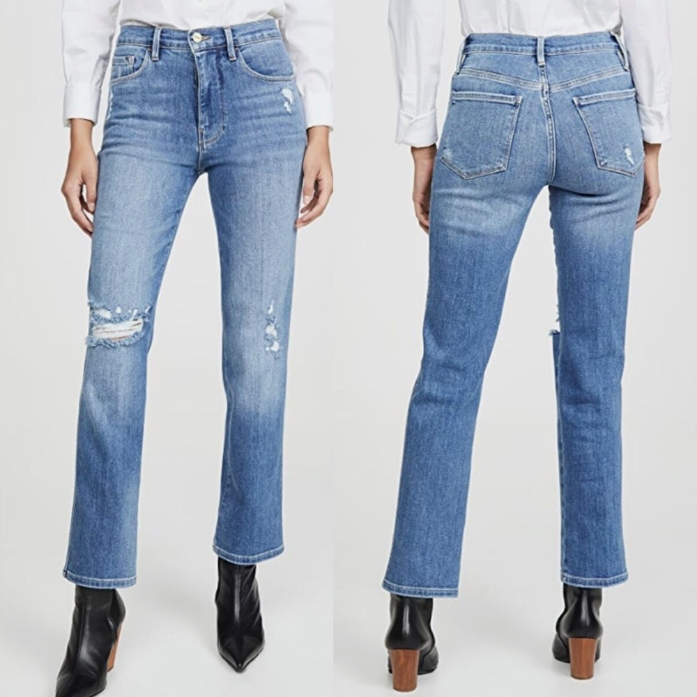 Frame Le Sylvie Slender Straight Jeans in Sonoma Rips, 28